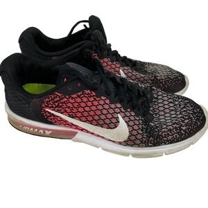 NIKE AirMax Sequent 2 Running Shoe Athletic Sneaker Black Pink Women's Size 11.5